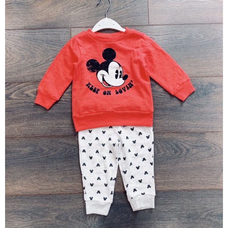 Set bộ Disney nỉ dài họa tiết Mickey dư xịn cực yêu cho bé