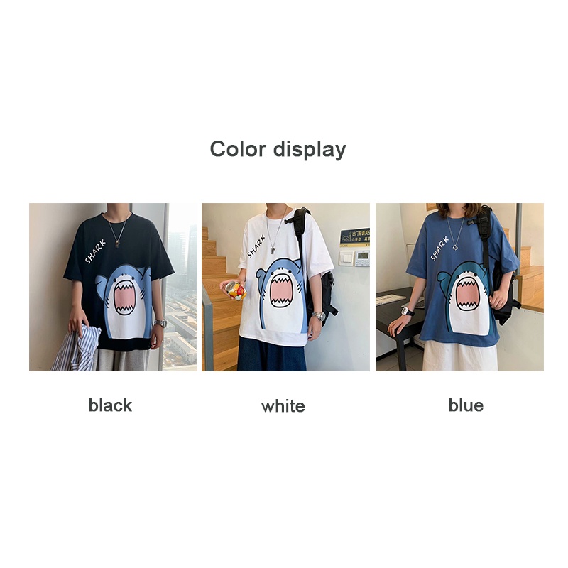 Áo thun tay ngắn in hình cá mập thời trang mùa hè cho nam