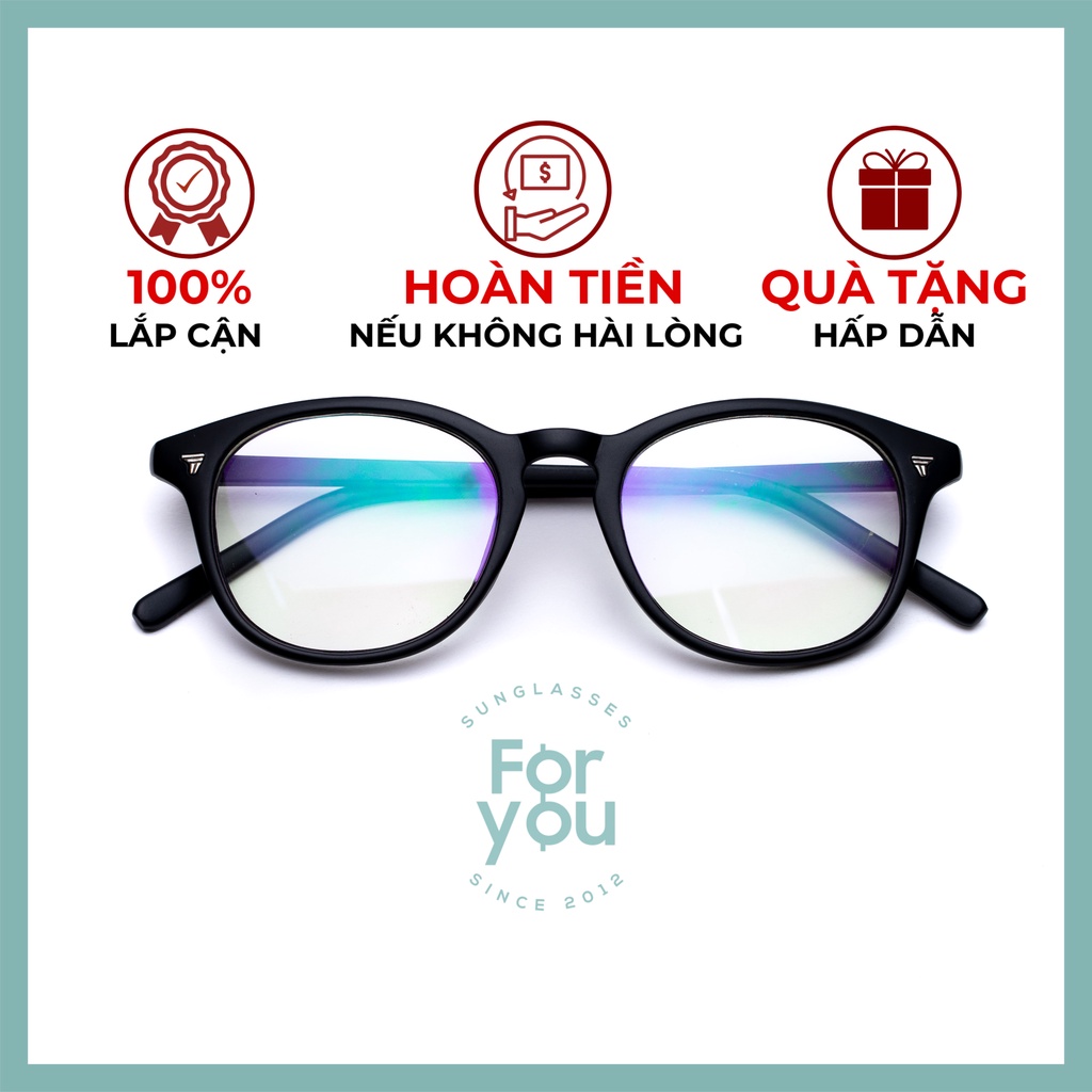Gọng kính cận nhựa cho mặt vuông 4U, mắt tròn chống bụi hoặc lắp cận, màu đen – 2179