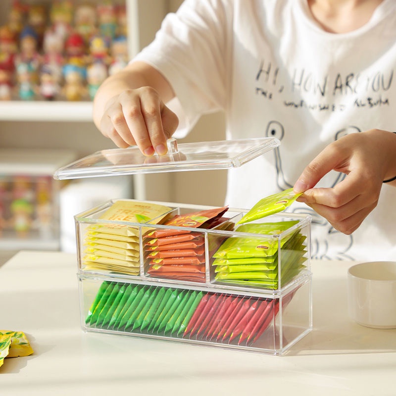 Hộp Đựng Trà/Kẹo Bằng Nhựa Acrylic Trong Suốt Tiện Dụng Cho Nhà Bếp
