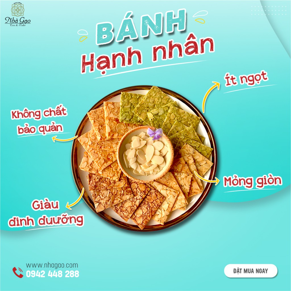 [Mã GROSALE giảm 10% đơn 150K] Bánh hạnh nhân Nhà Gạo mix 5 vị hộp 200gr