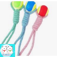 Bóng tennis kèm thừng xoắn cho chó mèo loại 1( màu ngẫu nhiên)