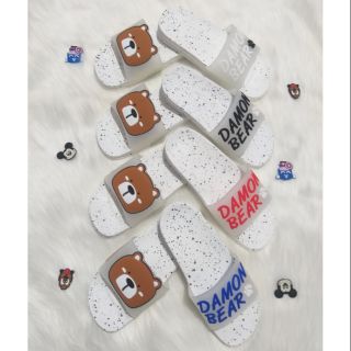 Dép nữ bản ngang gấu DAMON BEAR cute chữ nhiều màu
