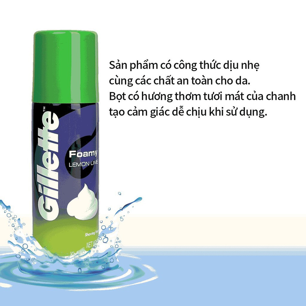 Bọt cạo râu hương chanh Gillette Foamy Lemon Lime 50g