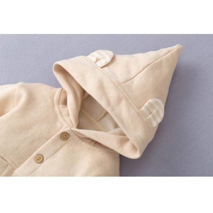 Áo khoác cho bé 0-4 tuổi 100% cotton hữu cơ tự nhiên không chất tẩy nhuộm cực kỳ mềm mại kèm mũ thời trang