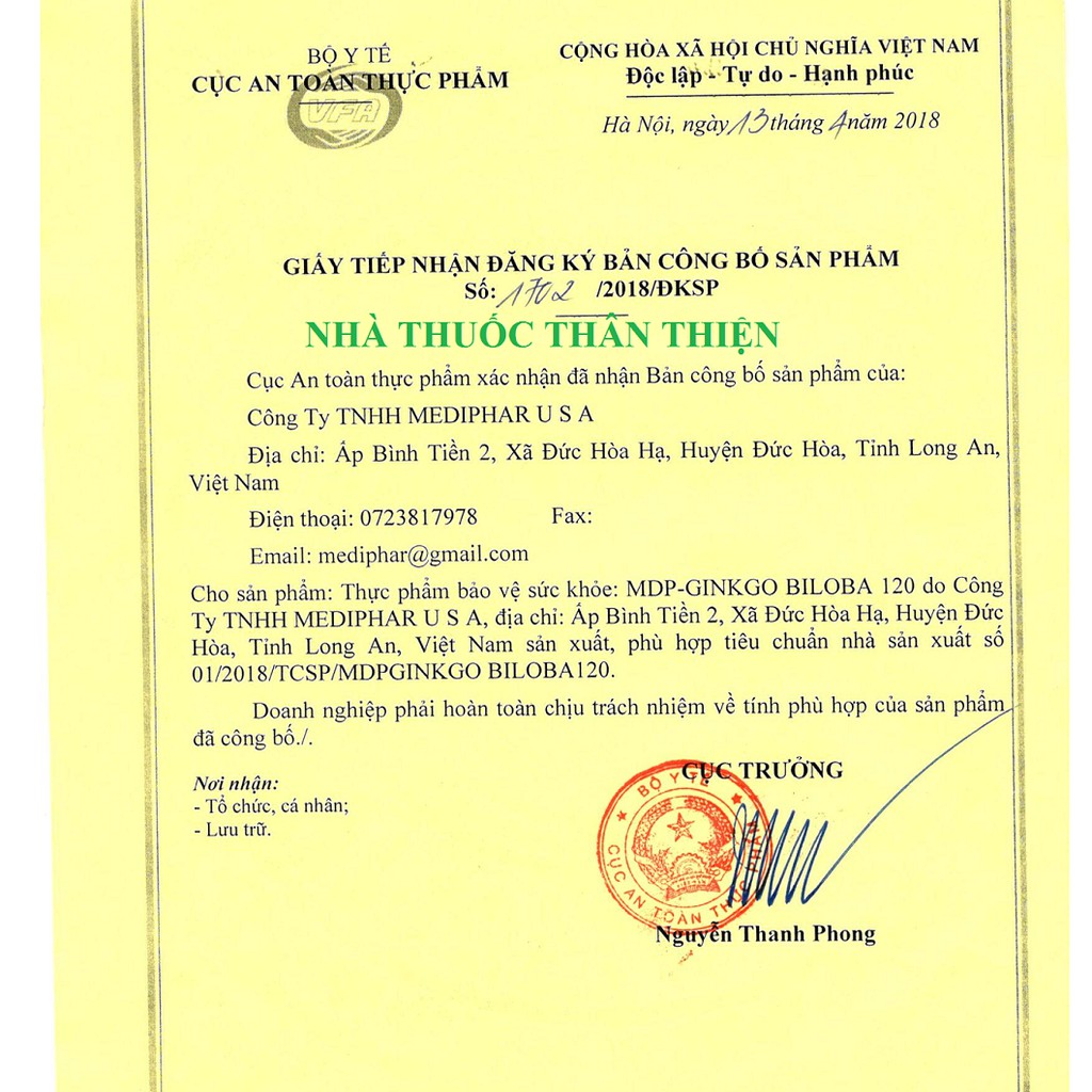 Ginkgo Biloba 120 MDP – Hỗ trợ hoạt huyết dưỡng não, ngăn ngừa tai biến mạch máu não (100 viên)