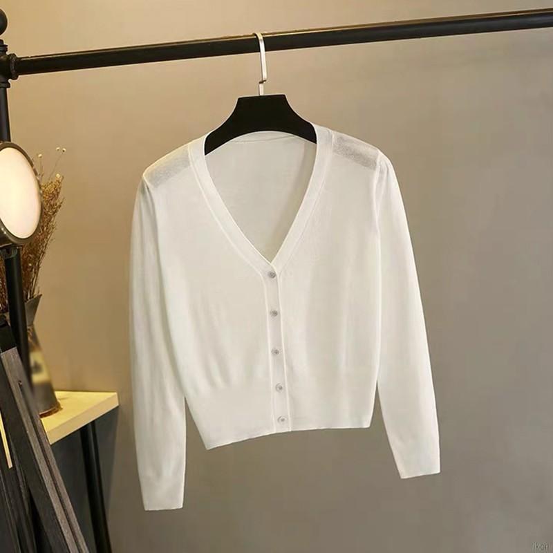 Áo Khoác Cardigan Dệt Kim Cổ Tim Xinh Xắn Cho Nữ
