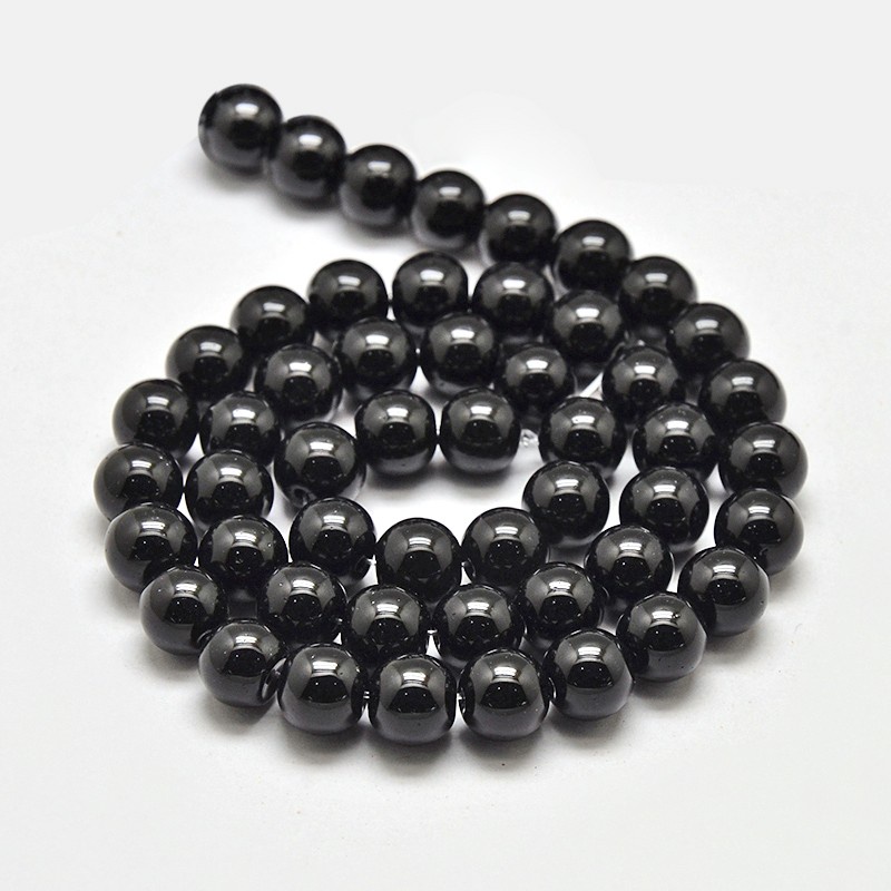 Chuỗi Hạt Thủy Tinh Tròn 1 Sợi Màu Đen/Đen/Chocolate 3mm/6mm/1mm