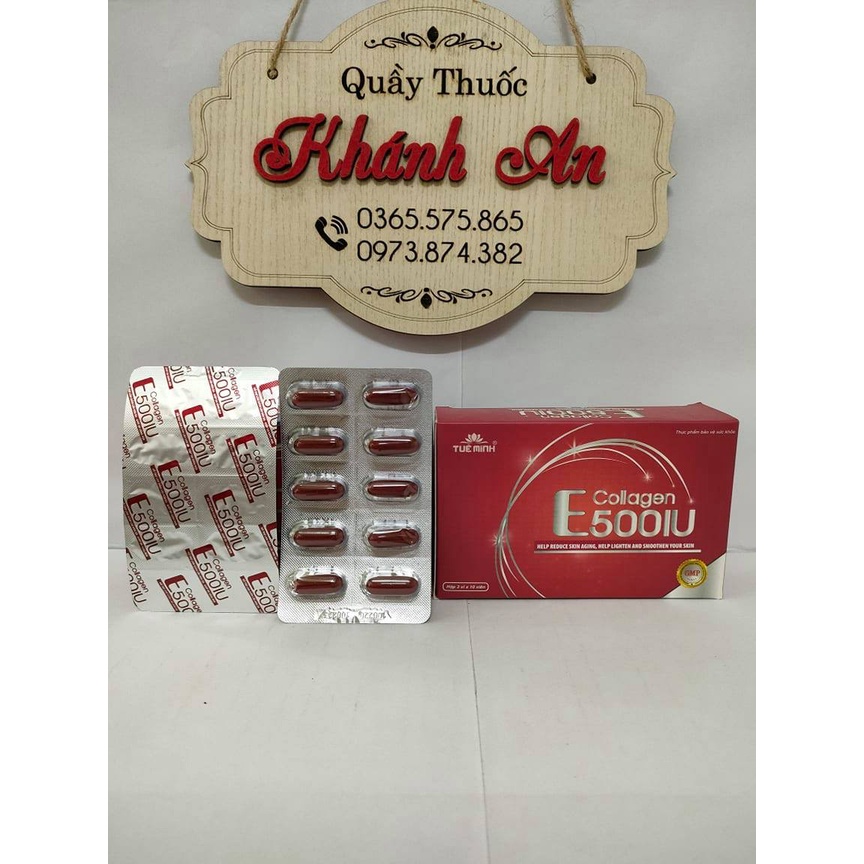 Hỗ trợ làm giảm lão hóa da, giúp tăng độ đàn hồi cho da, sạm da- Viên uống Collagen E500IU hộp 30 viên Tuệ Minh
