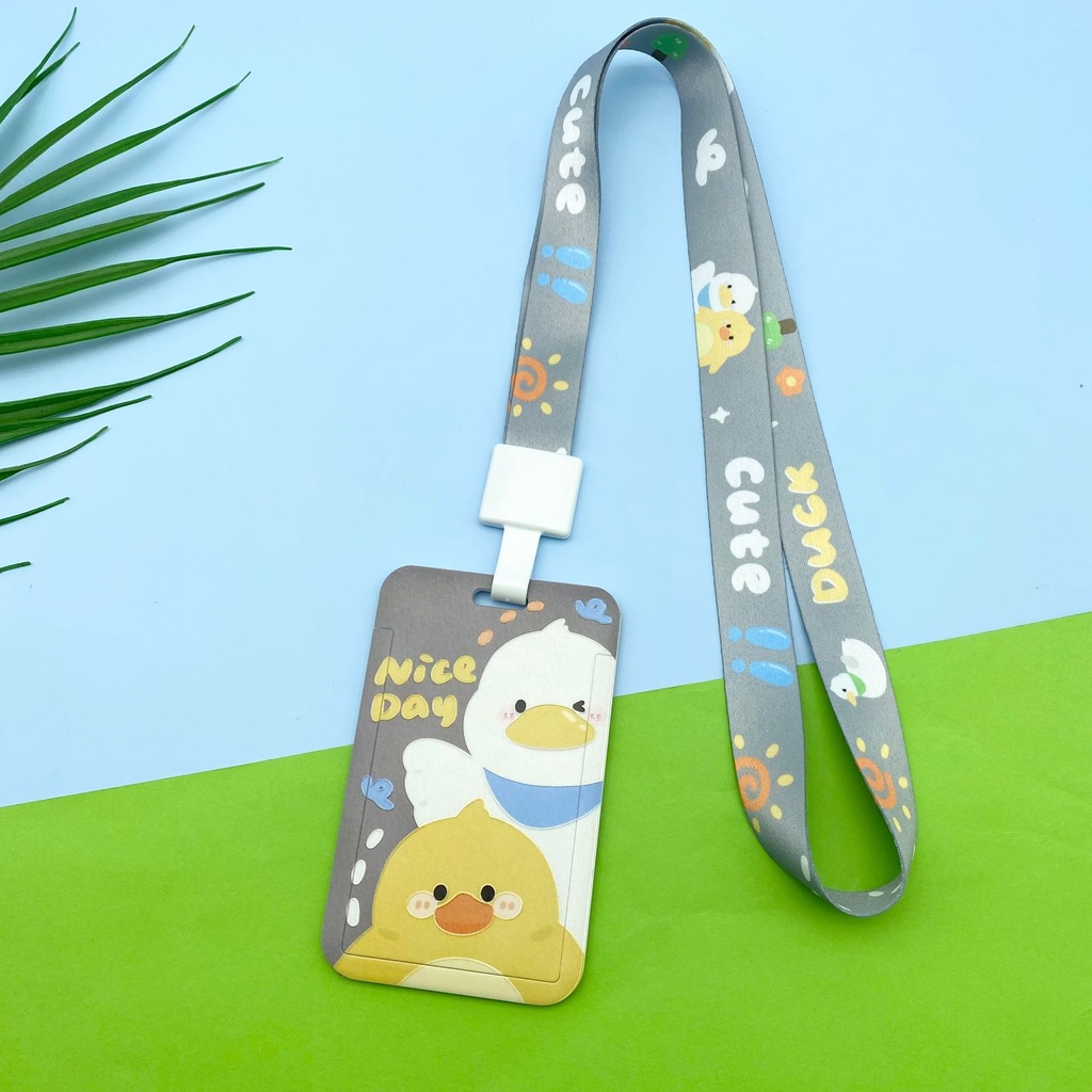 Bao Đựng Thẻ ID / Thẻ ID Họa Tiết Chú Vịt Hoạt Hình Dễ Thương Kèm Dây Đeo Tay Hàng Mới 2022