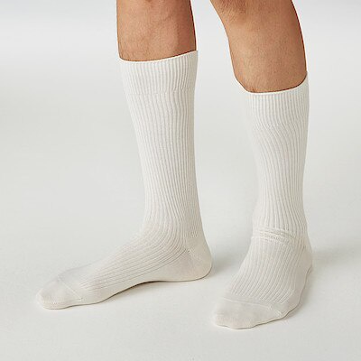 Tất muji cao cổ ÔM 90 ĐỘ 3 LỚP SỢI sọc gân / TOP LOOSE White/ Black/ Gray Xuất dư A
