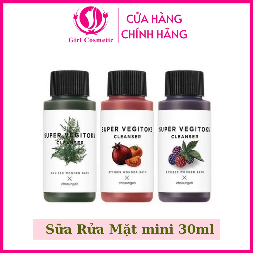 Sữa Rửa Mặt rau củ thải độc Super Vegitoks Cleanser làm sạch sâu, dưỡng ẩm, sáng da mini 30ml