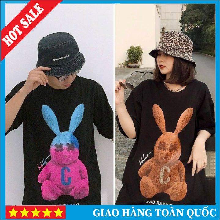 🌸GIÁ HỦY DIỆT🌸 Áo Thun Tay Lỡ Nam Nữ, Áo Phông Unisex Form Rộng Chất Cotton In Hình Thỏ Bad Habit
