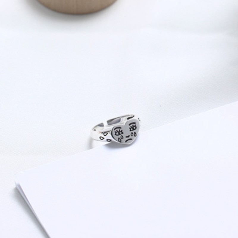 CREATIVE Nhẫn Đeo Tay Mặt Trái Tim Pha Lê Phong Cách Hàn Quốc Sáng Tạo