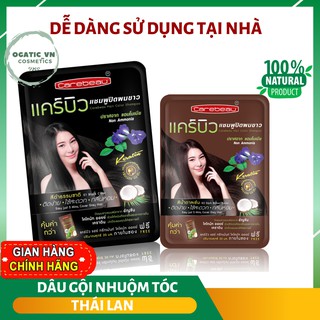 Dầu gội nhuộm tóc thảo dược carebeau thái lan, màu đen, nâu đen 30gr