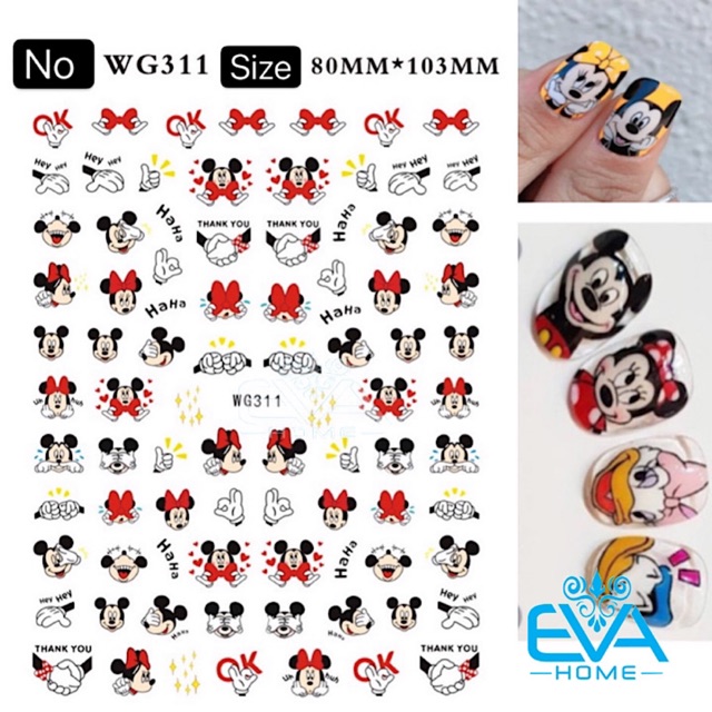 Miếng Dán Móng Tay 3D Nail Sticker Tráng Trí Hoạ Tiết Hoạt Hình Micky Mouse WG311