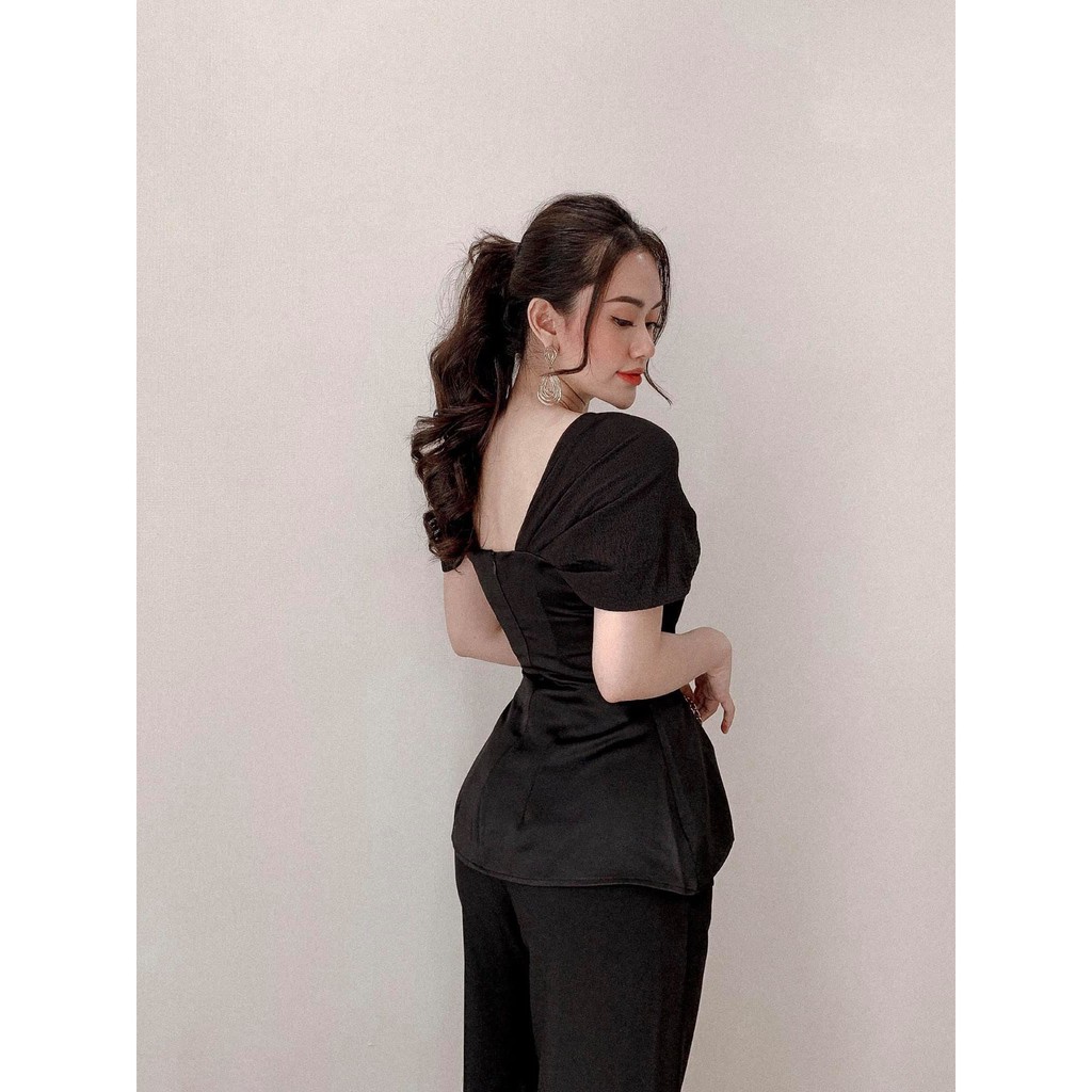 [TANA'S] Áo peplum xoắn ngực trễ vai nhiều màu siêu xinh