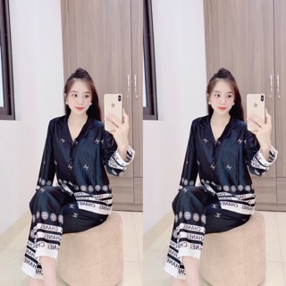 [BỘ NGỦ CAO CẤP] Bộ đồ lụa Phối chân tay dài