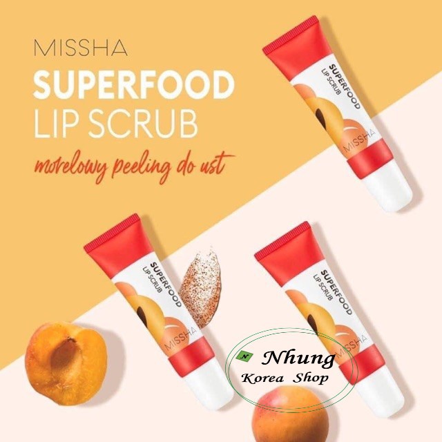 (Đủ bill hãng) Tẩy Tế Bào Chết Môi Chiết Xuất Hạt Trái Mơ Missha Superfood Apricot Lip Scrub