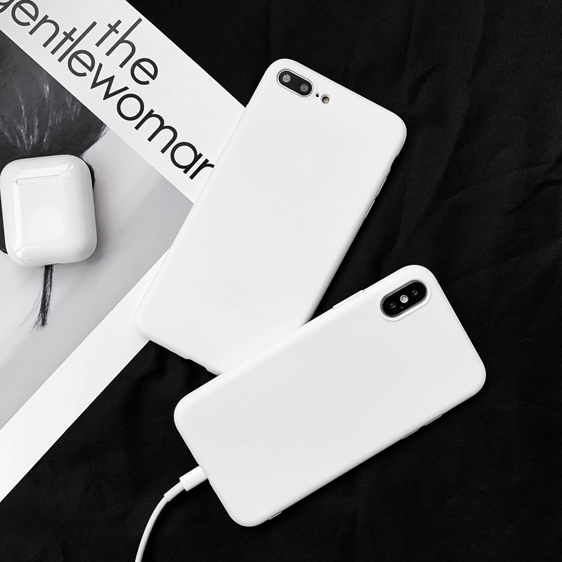Ốp điện thoại bằng silicon TPU mềm màu trắng dành cho iPhone 11 Pro Max X/6/7/8/Plus XR Xs Max | BigBuy360 - bigbuy360.vn