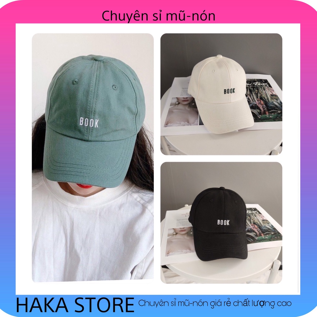 Mũ lưỡi trai thêu chữ Book Nón kết nhiều màu phong cách Ulzzang form unisex nam nữ