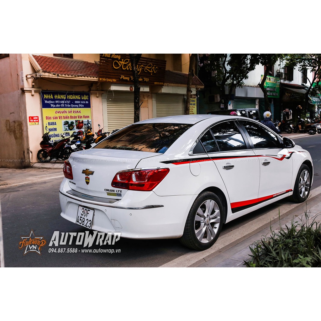 Tem họa tiết xe Cruze Sporty Race - Tem họa tiết ô tô Chevrolet, tem dán sườn xe thể thao