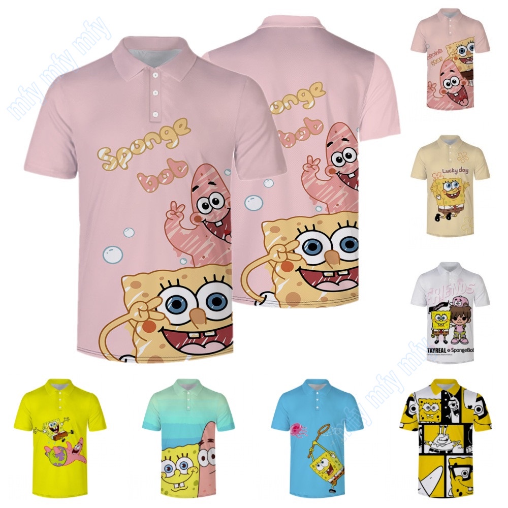 Áo Thun Polo Tay Ngắn In Hình SpongeBob & Patrick Dành Cho Nam