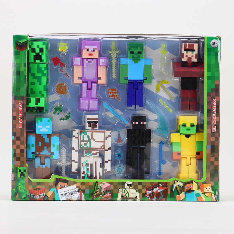 Bộ Đồ Chơi Mô Hình Nhân Vật Minecraft-Đồ chơi 8 nhân vật Mô Hình Roblox phiên bản Minecraft