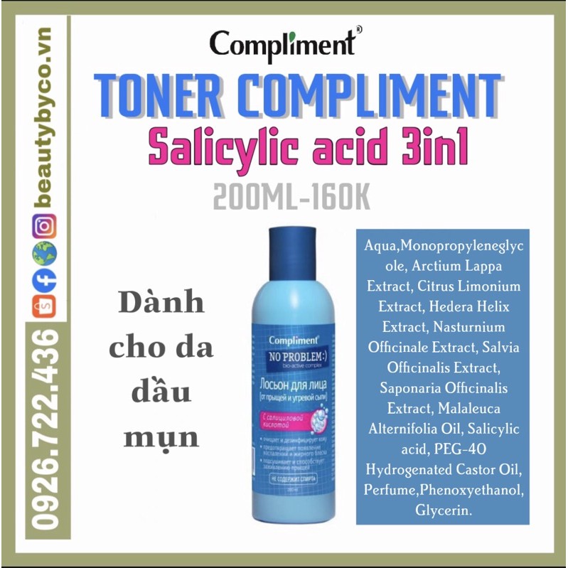 lToner Compliment No Problem làm sạch sâu, kiềm dầu, giảm viêm, giảm mụn | BigBuy360 - bigbuy360.vn