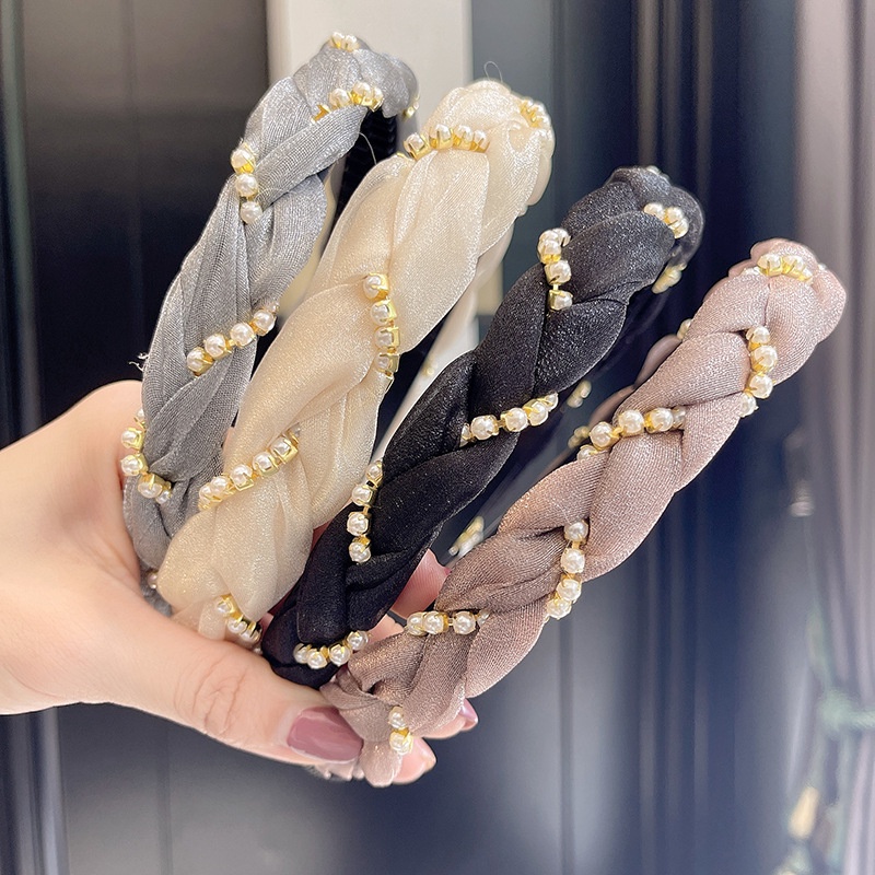 Băng Đô Cài Tóc Vải Lưới Đính Ngọc Trai Thời Trang Mùa Hè Dành Cho Nữ