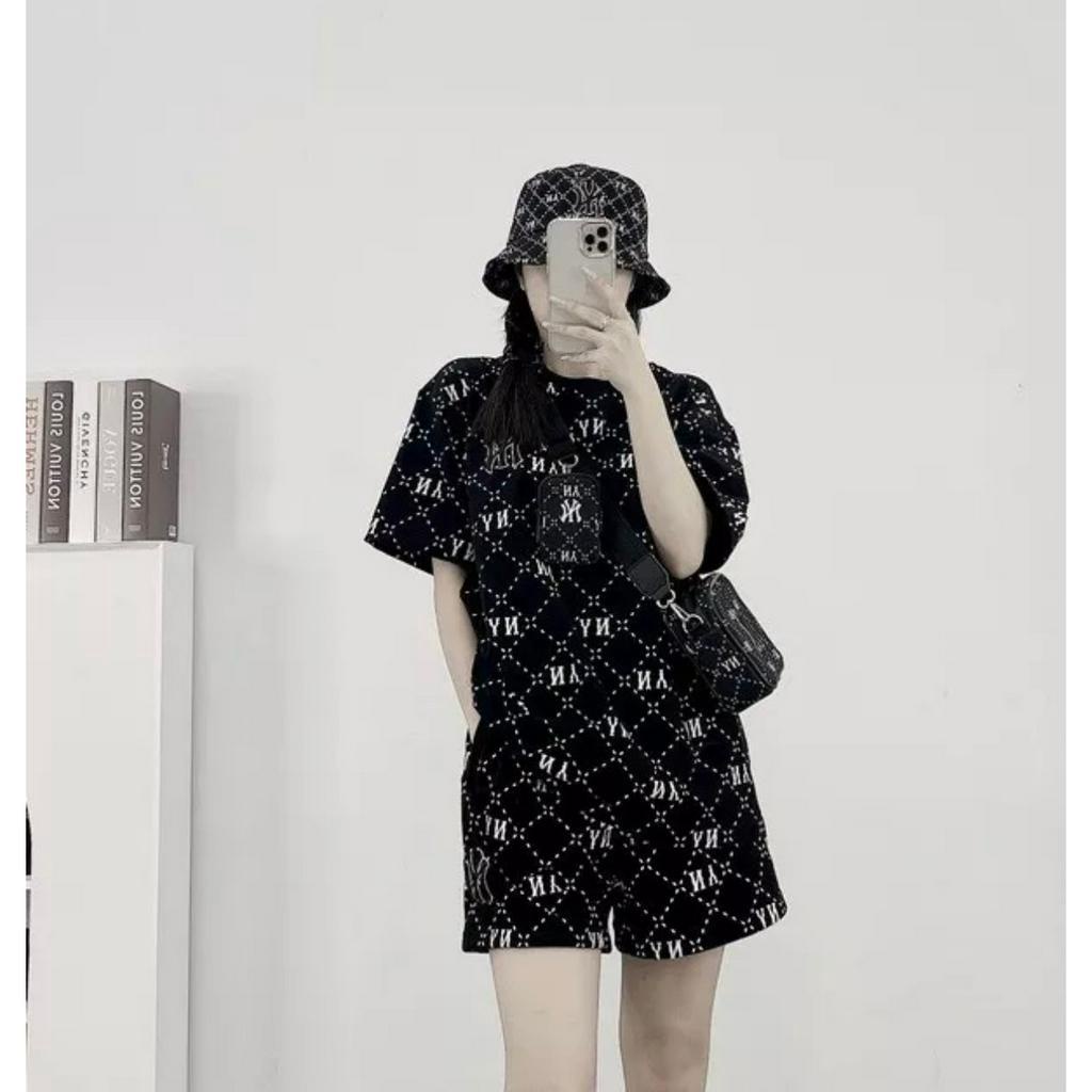 Set Đồ Bộ Nữ áo phông quần đùi MLB In Full Monogram Chất Cotton , mền mịn, thấm mồ hôi ,họa tiết  màu siêu xinh