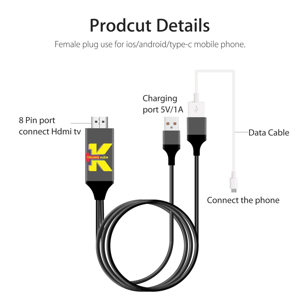 CÁP HDMI ĐA NĂNG CHO ANDROID,TYPE-C,IPKẾT NỐI ĐT RA TIVI QUA CỔNG OTG