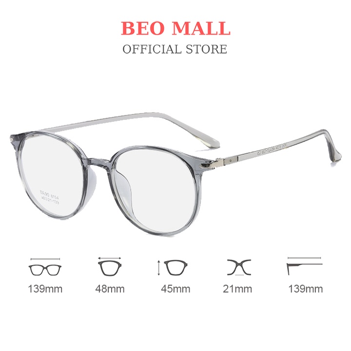 Gọng kính nữ tròn siêu đẹp BEOMALL thiết kế mềm mại và sang trọng kết hợp chất liệu bền cao cấp 8154
