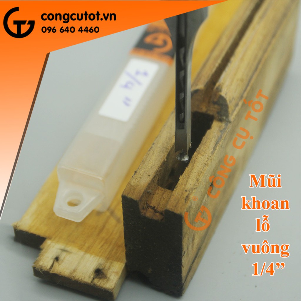 Mũi khoan gỗ lỗ vuông tạo mộng trên gỗ đường kính 1/4inch