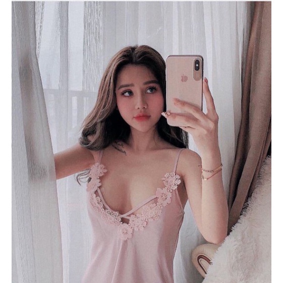 Váy ngủ lụa satin dây chéo cực xinh sexy cao cấp đồ ngủ váy ngủ