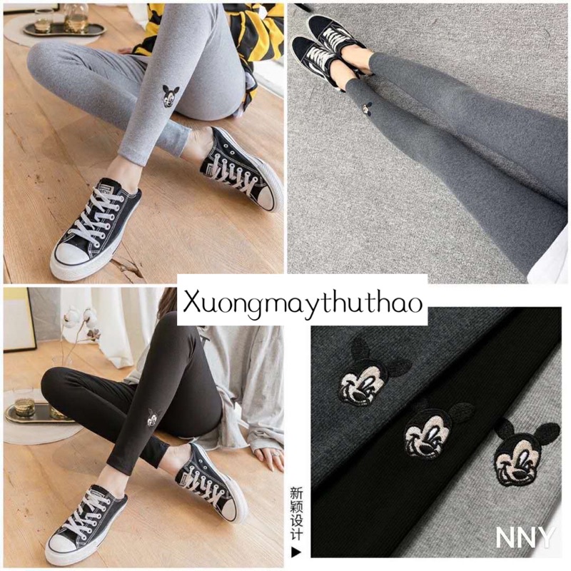 Quần legging len tăm thêu micky mùa đông tôn dáng