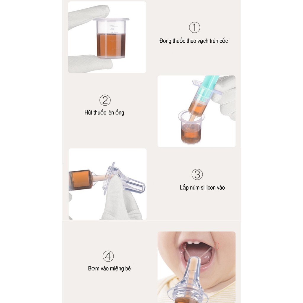 Xi lanh uống thuốc hỗ trợ cho bé sơ sinh sử dụng sữa hoặc thuốc kèm thiết kế chống sặc
