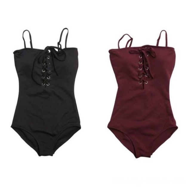 [BKN194] &lt;HÀN&gt; BODYSUIT ĐỎ BURGUNDY ĐAN DÂY NGỰC KIỂU HÀN