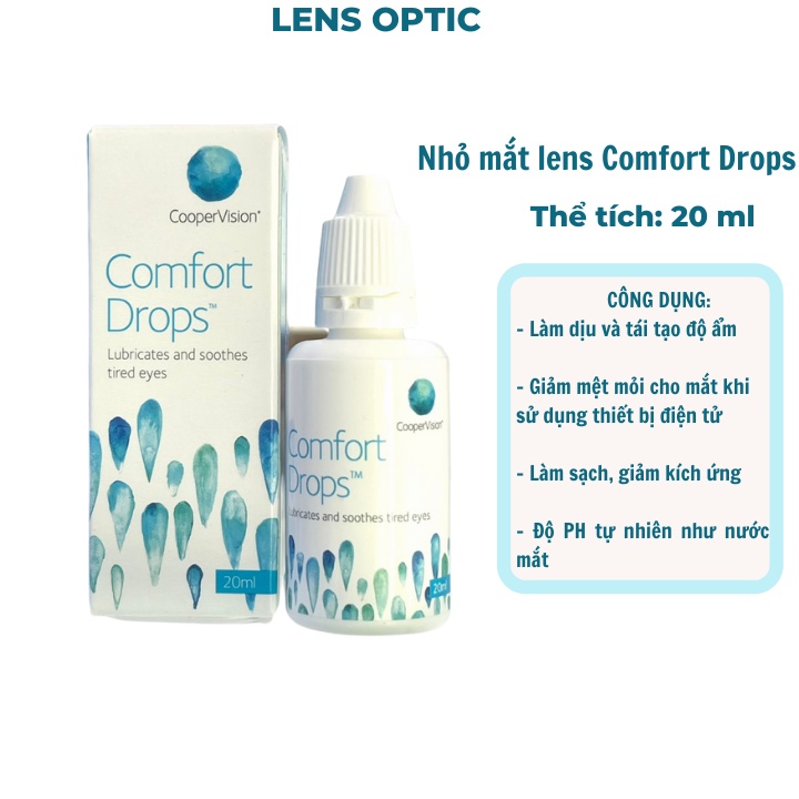 Nước nhỏ mắt lens cấp ẩm, giảm kích ứng Comfort Drops 20ml