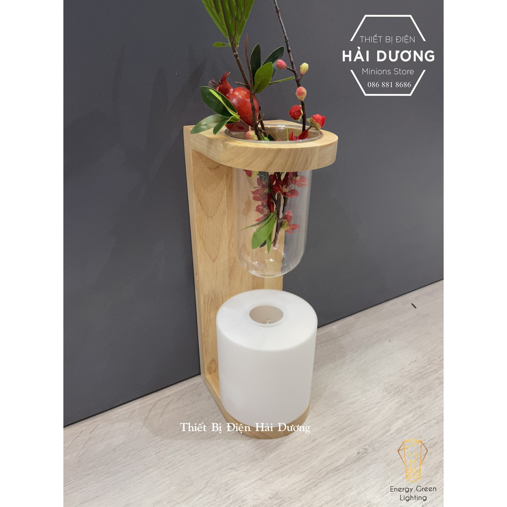 Đèn Tường Kệ Gỗ Chao Thủy Tinh Hiện Đại DT-35125 - Trang Trí Căn Phòng - Energy Green Lighting - Đã Bao Gồm Bóng LED 3W