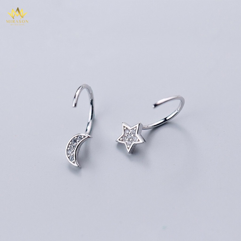 Khuyên Tai Bạc Nữ MIRASON Mặt Trăng Và Ngôi Sao Nạm Đá Sáng Lấp Lánh MBT070 -  Bông Tai Nữ Bạc 925 Cao Cấp