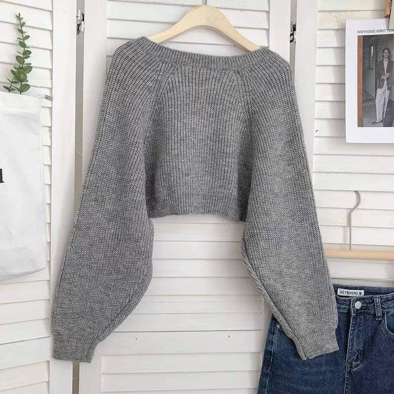 Áo khoác len cardigan Dáng Lửng không cúc.