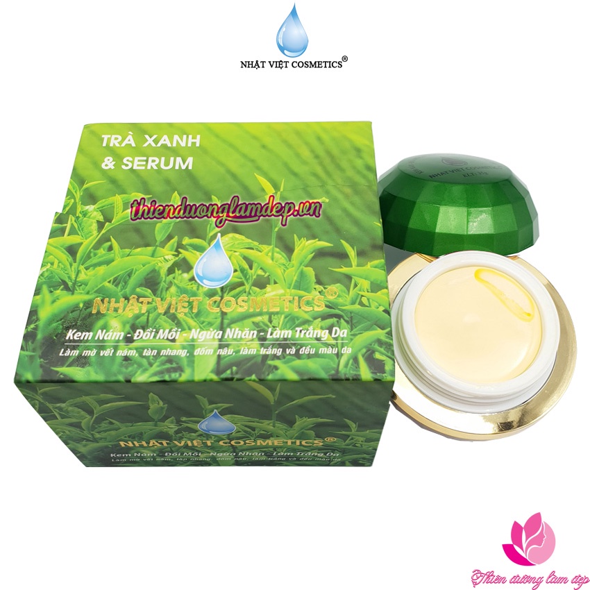 Kem Nám, Đồi mồi, Ngừa nhăn, Làm trắng da Trà xanh và Serum NHẬT VIỆT COSMETICS - 35g