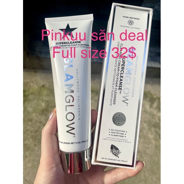 Glamglow sữa rửa mặt tẩy trang bùn 32$ SUPERCLEANSE Clearing Cream-to-Foam Cleanser Boxycharm