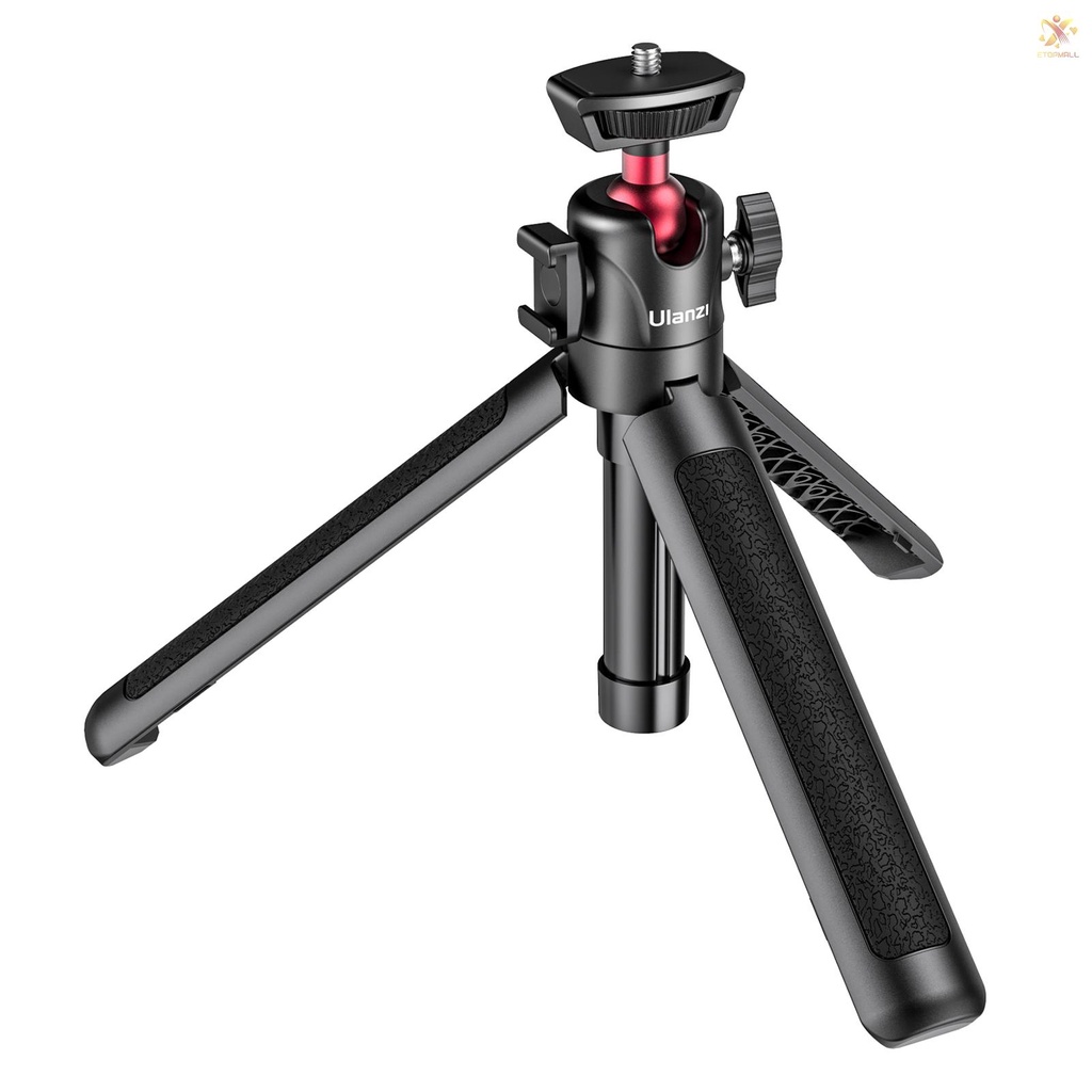 ET Ulanzi MT-16 Extendable Selfie Stick Tripod 4-Section 44cm/17.3in 2KG Payload with 360° Swivel Ball Head Cold Shoe Universal 1/4 Screw for Phone Camera Microphone LED Light Mounting