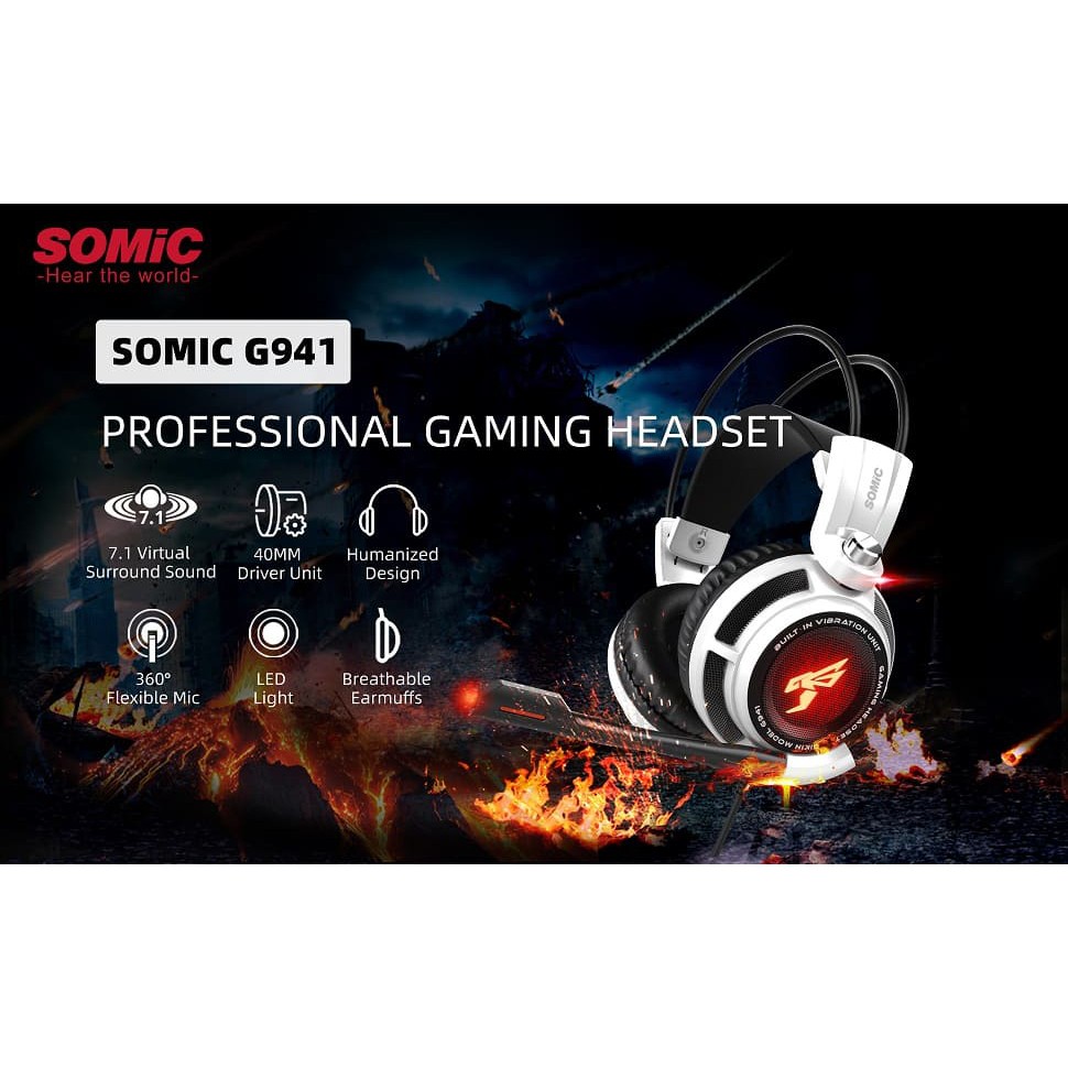 Tai nghe Gaming SOMIC G941 virtual 7.1 - Hàng Chính Hãng