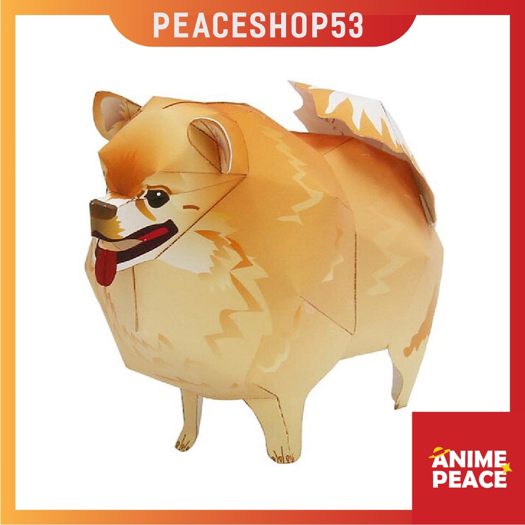 Mô Hình Giấy Chó Phốc Sóc Pomerania Mô Hình Giấy Động Vật Cún Pomerania OS65