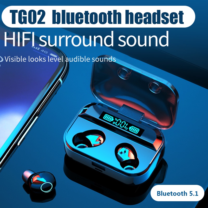 Tai nghe không dây bluetooth 5.1 VITOG TWS Vitong TG02 chống thấm nước có micro cho điện thoại Xiaomi Samsung