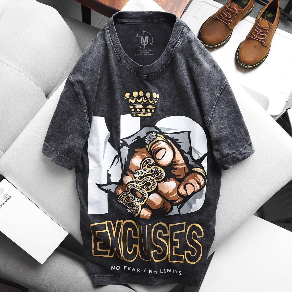 Áo thun tay lỡ EXCUSES TEE phông Unisex nam nữ Cotton oversize form rộng LUNACY | BigBuy360 - bigbuy360.vn