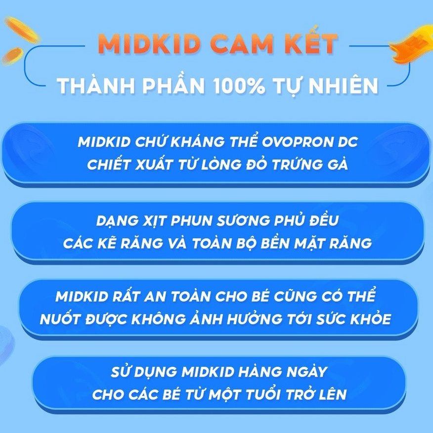 Combo 2 Hộp Xịt Chống Sâu Răng Thương Hiệu Midkid Phù Hợp Cho Trẻ Em Từ 1 Tuổi Giúp Bảo Vệ Men Răng, Ngăn Ngừa Ố Vàng